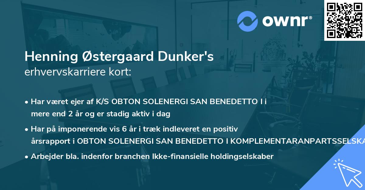 Henning Østergaard Dunker's erhvervskarriere kort