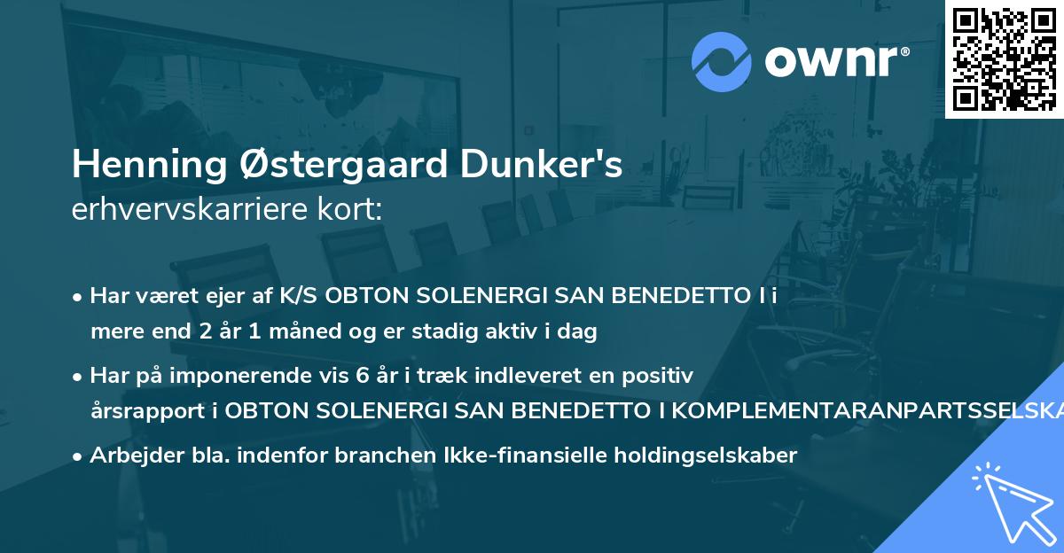 Henning Østergaard Dunker's erhvervskarriere kort