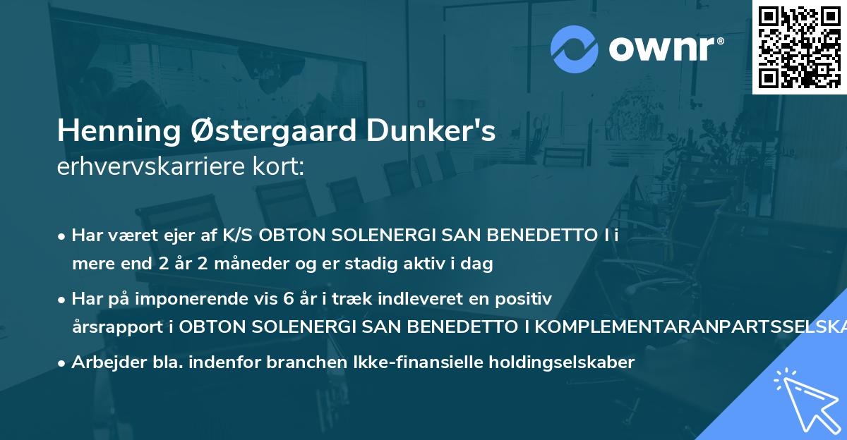 Henning Østergaard Dunker's erhvervskarriere kort