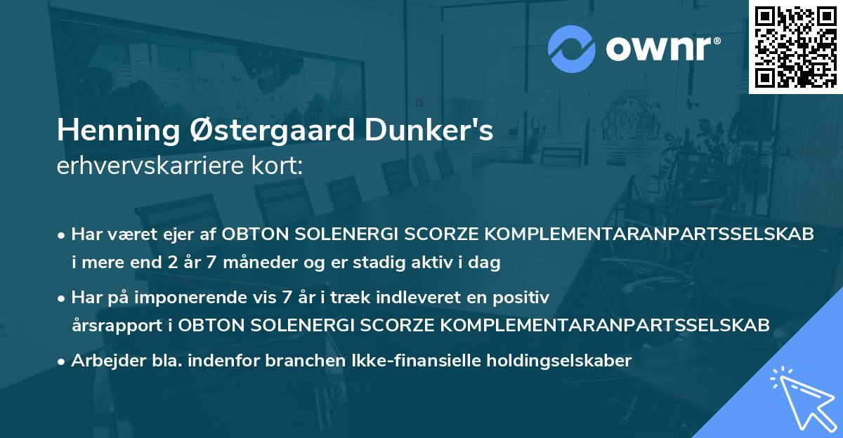 Henning Østergaard Dunker's erhvervskarriere kort