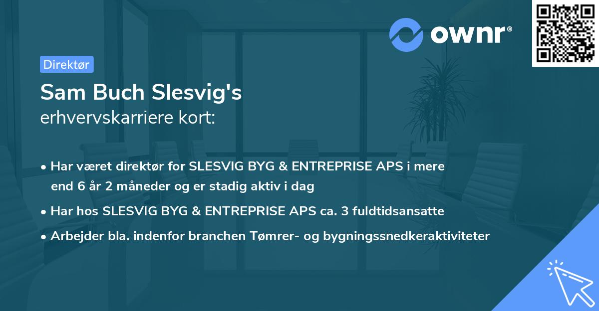 Sam Buch Slesvig's erhvervskarriere kort
