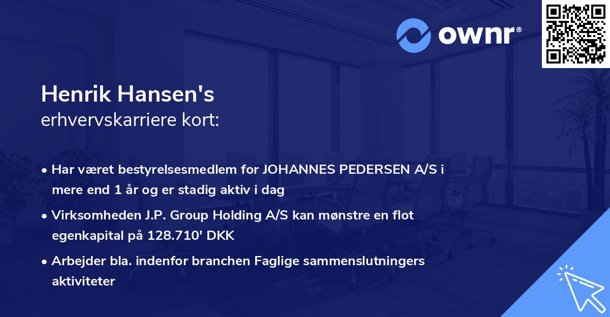 Henrik Hansen's erhvervskarriere kort