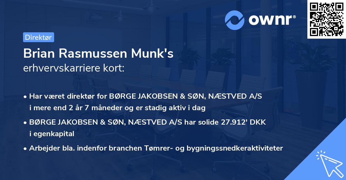 Brian Rasmussen Munk's erhvervskarriere kort