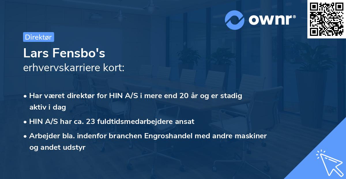 Lars Fensbo's erhvervskarriere kort