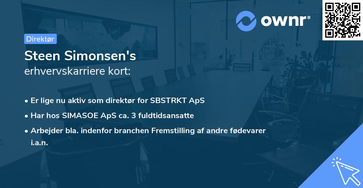 Steen Simonsen's erhvervskarriere kort