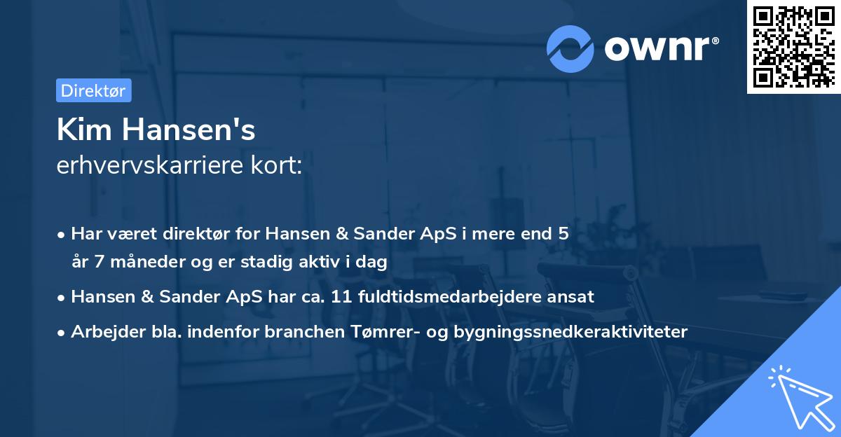Kim Hansen's erhvervskarriere kort