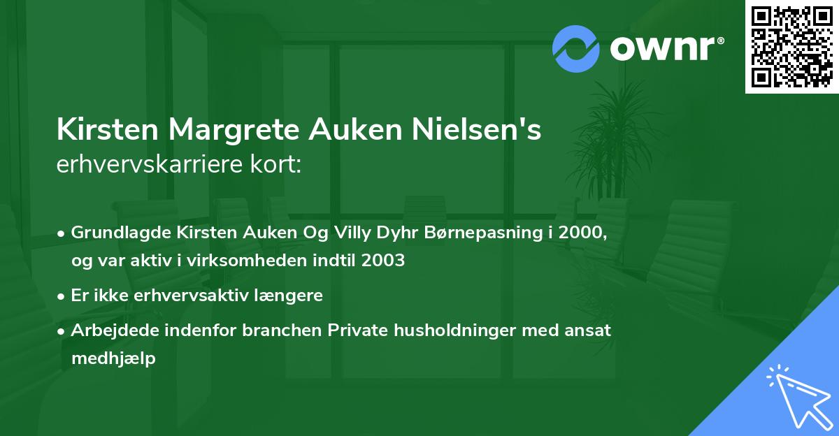 Kirsten Margrete Auken Nielsen's erhvervskarriere kort