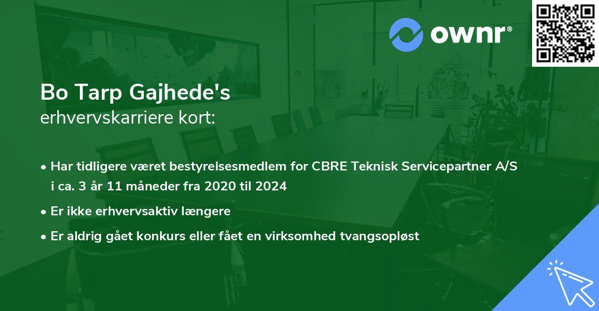 Bo Tarp Gajhede's erhvervskarriere kort