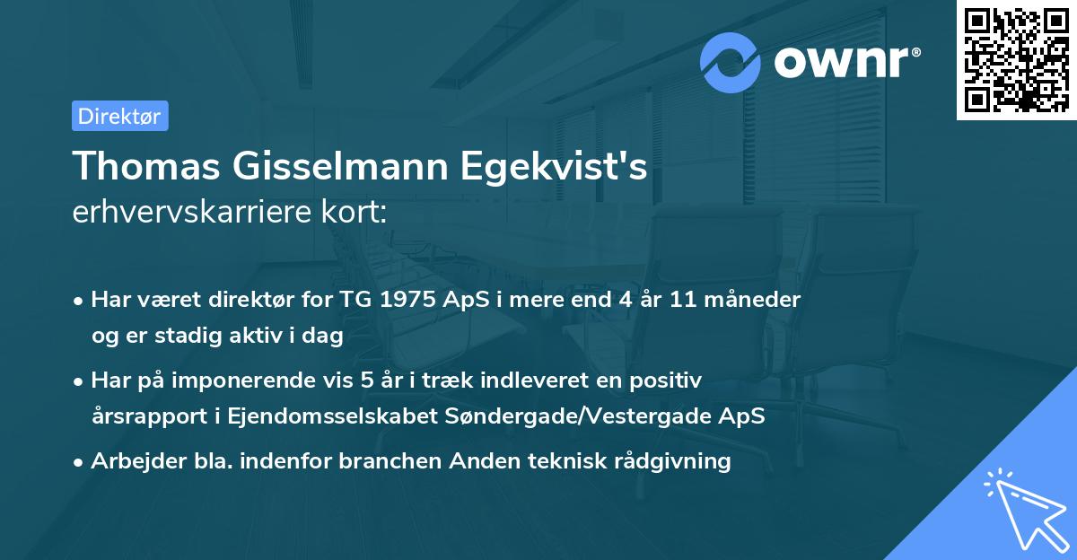 Thomas Gisselmann Egekvist's erhvervskarriere kort