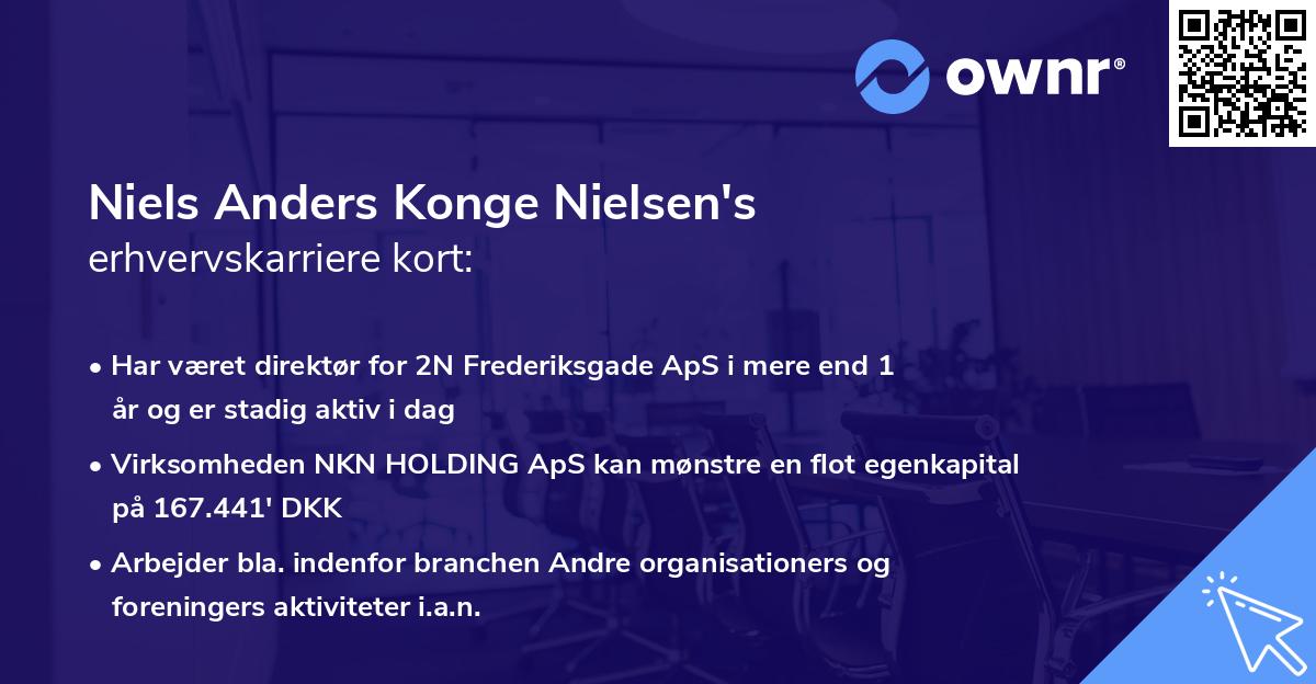 Niels Anders Konge Nielsen's erhvervskarriere kort