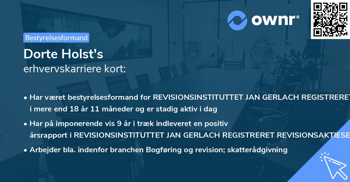 Dorte Holst's erhvervskarriere kort