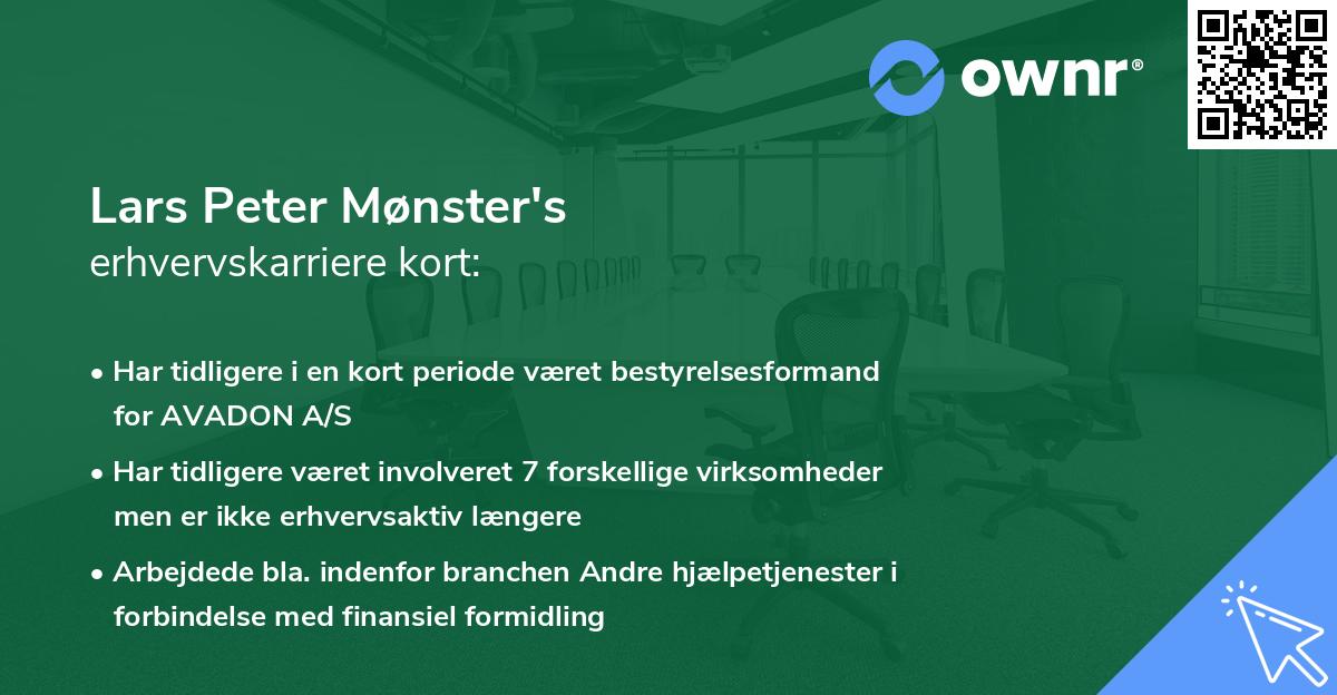Lars Peter Mønster's erhvervskarriere kort