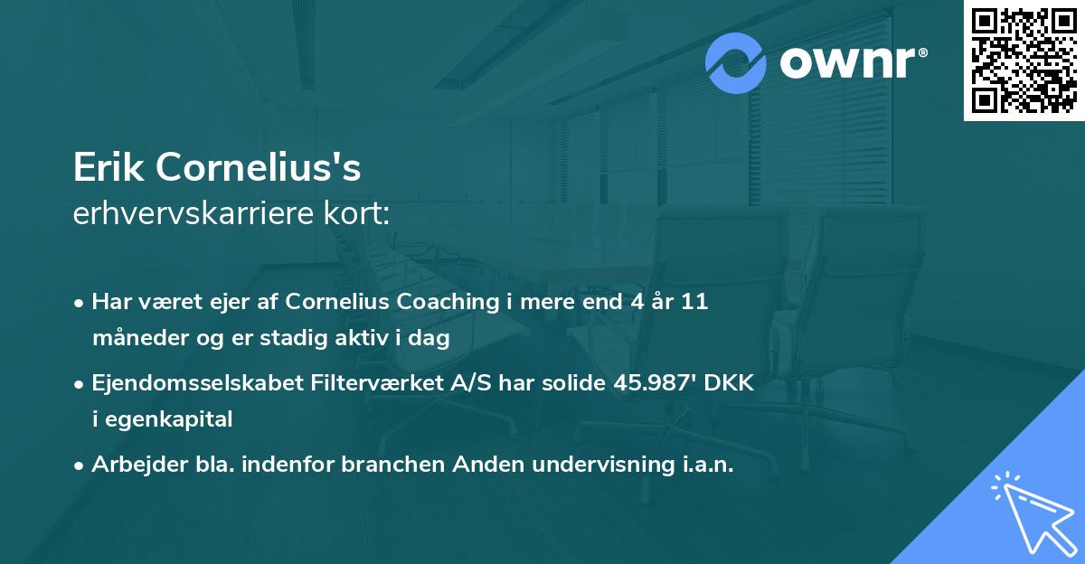Erik Cornelius's erhvervskarriere kort
