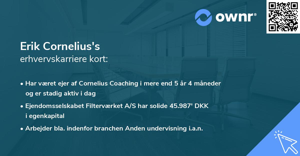 Erik Cornelius's erhvervskarriere kort