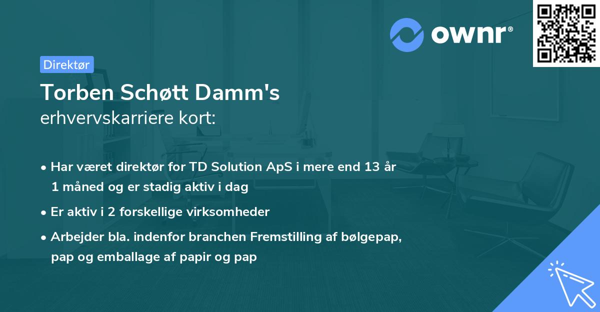 Torben Schøtt Damm's erhvervskarriere kort