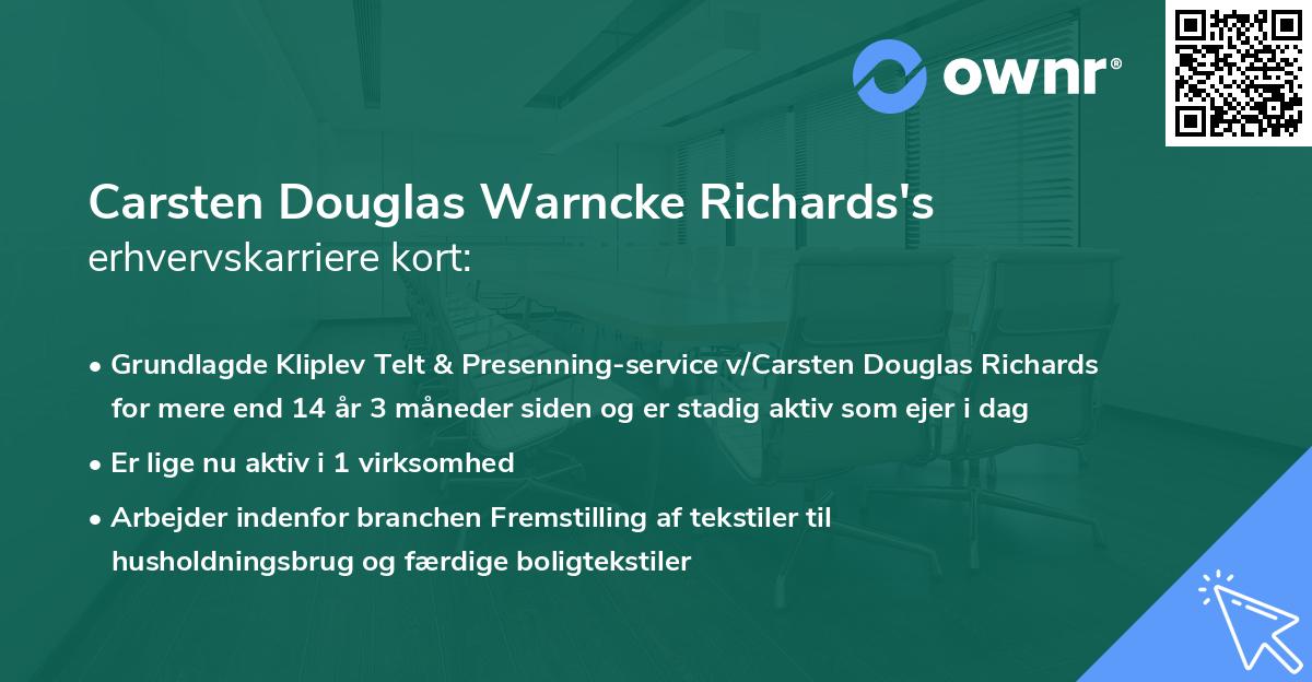 Carsten Douglas Warncke Richards's erhvervskarriere kort