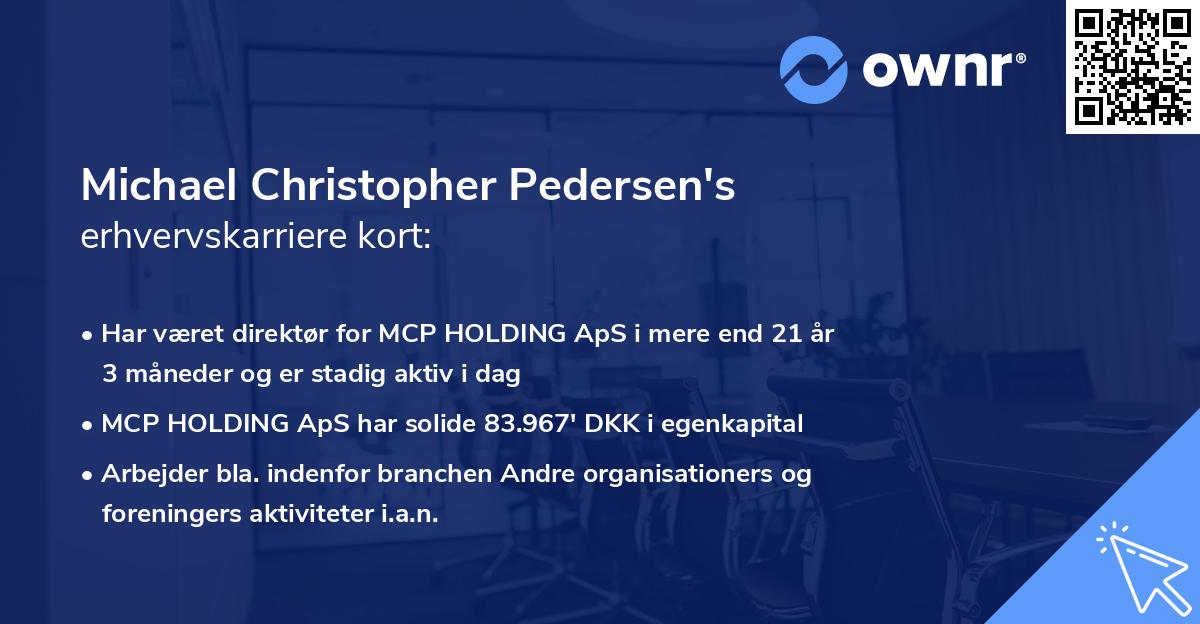 Michael Christopher Pedersen's erhvervskarriere kort