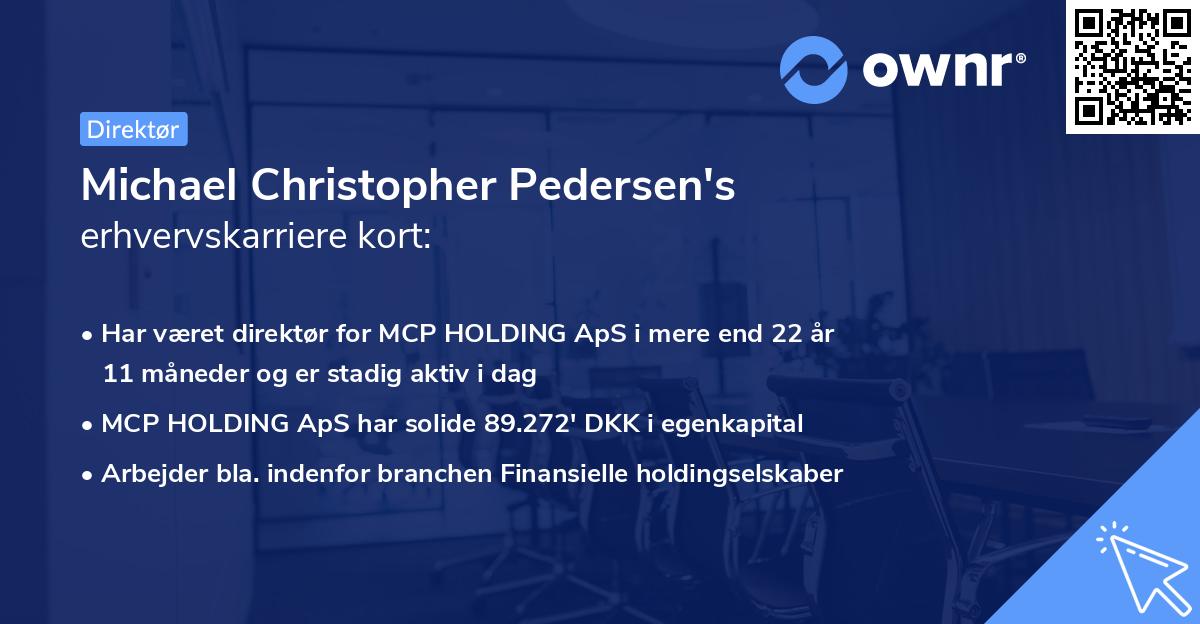 Michael Christopher Pedersen's erhvervskarriere kort