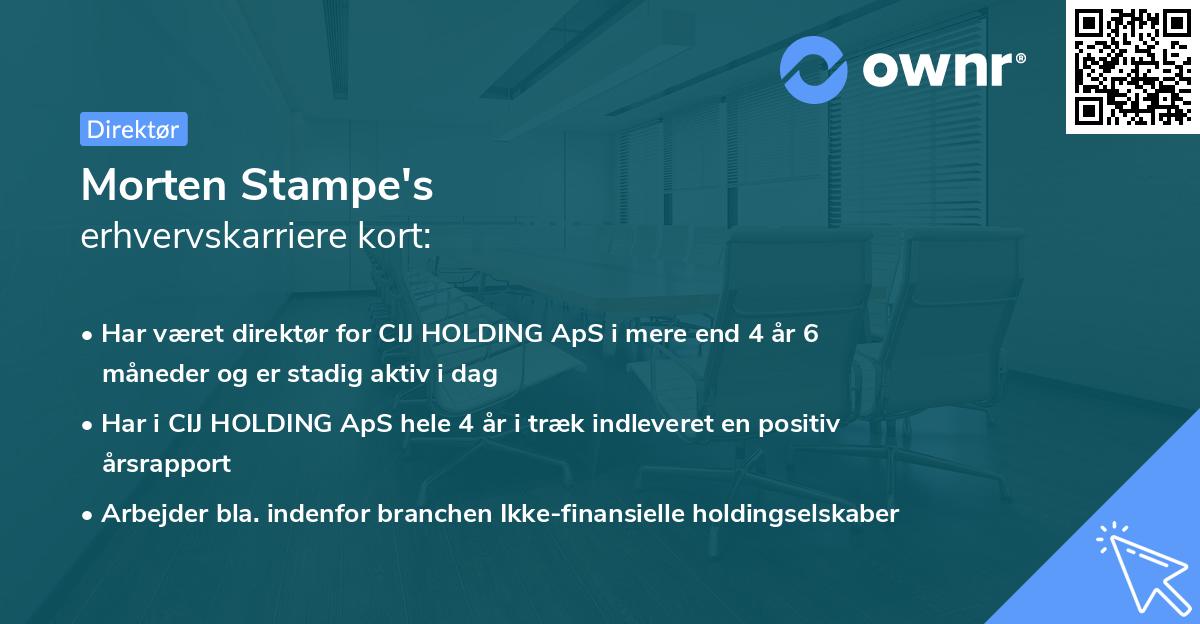 Morten Stampe's erhvervskarriere kort
