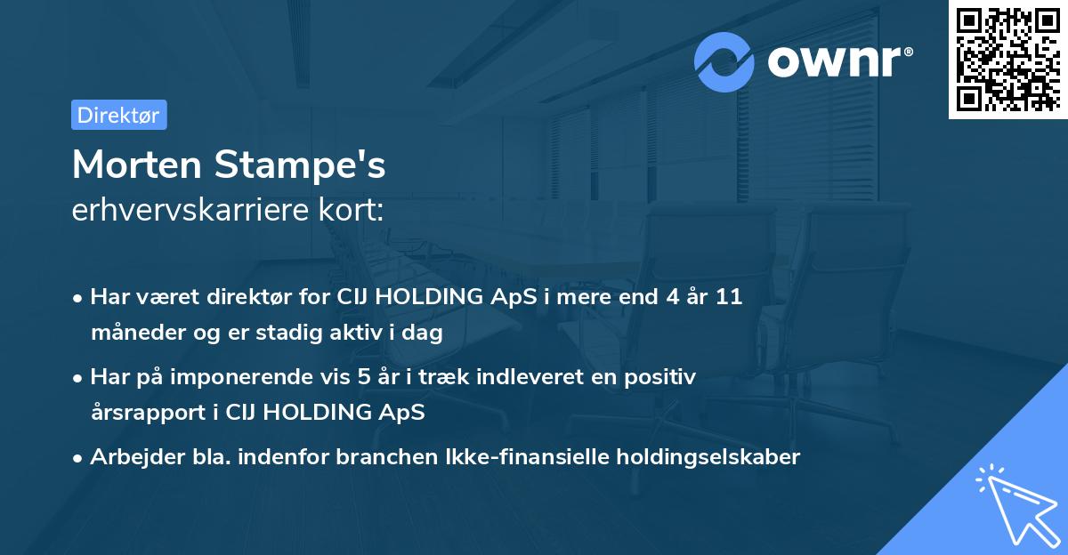 Morten Stampe's erhvervskarriere kort