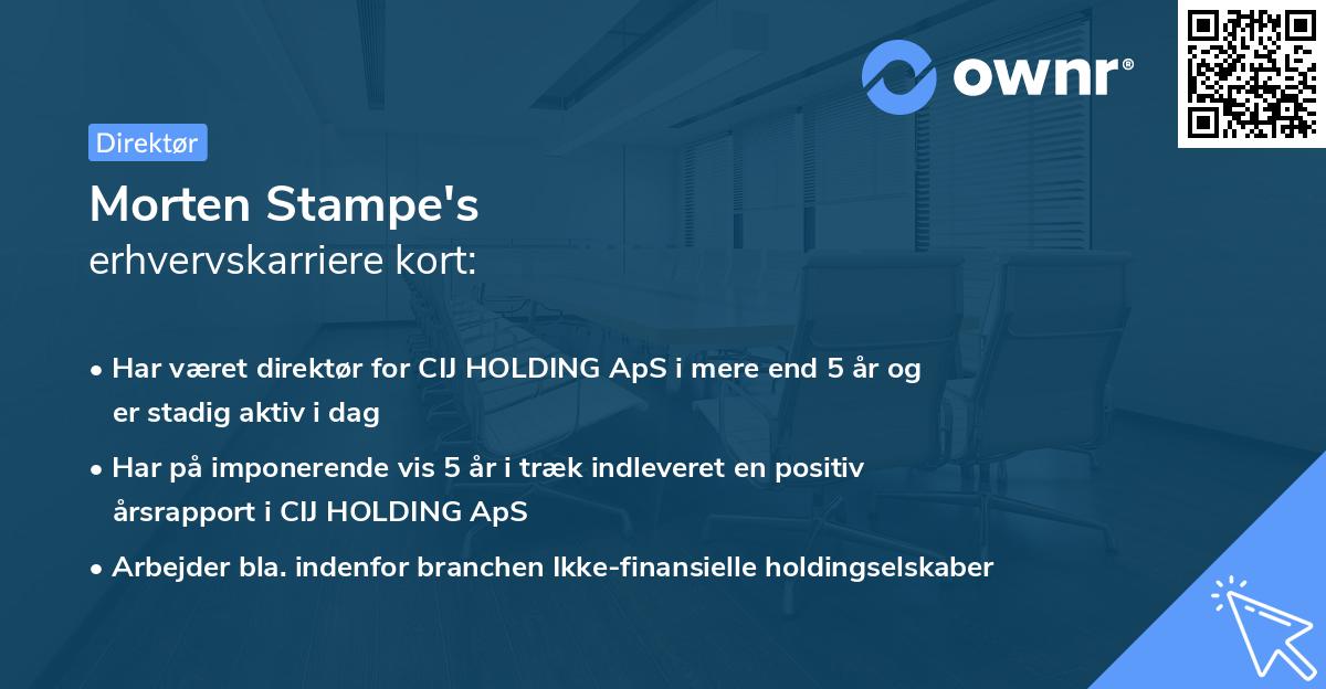 Morten Stampe's erhvervskarriere kort