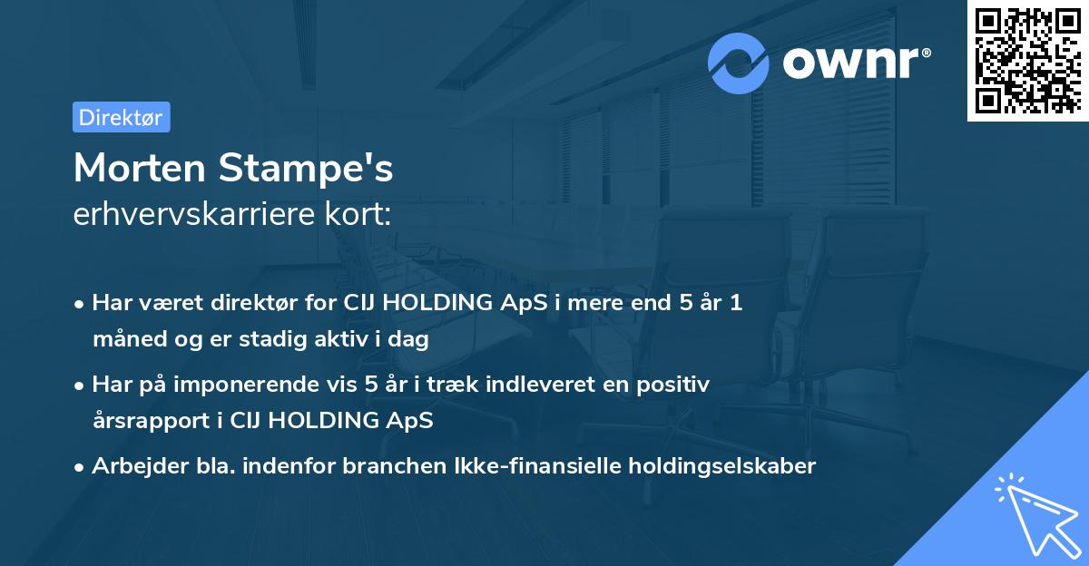 Morten Stampe's erhvervskarriere kort