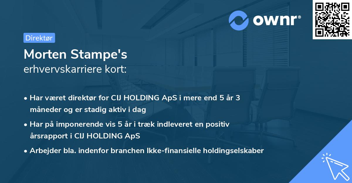 Morten Stampe's erhvervskarriere kort