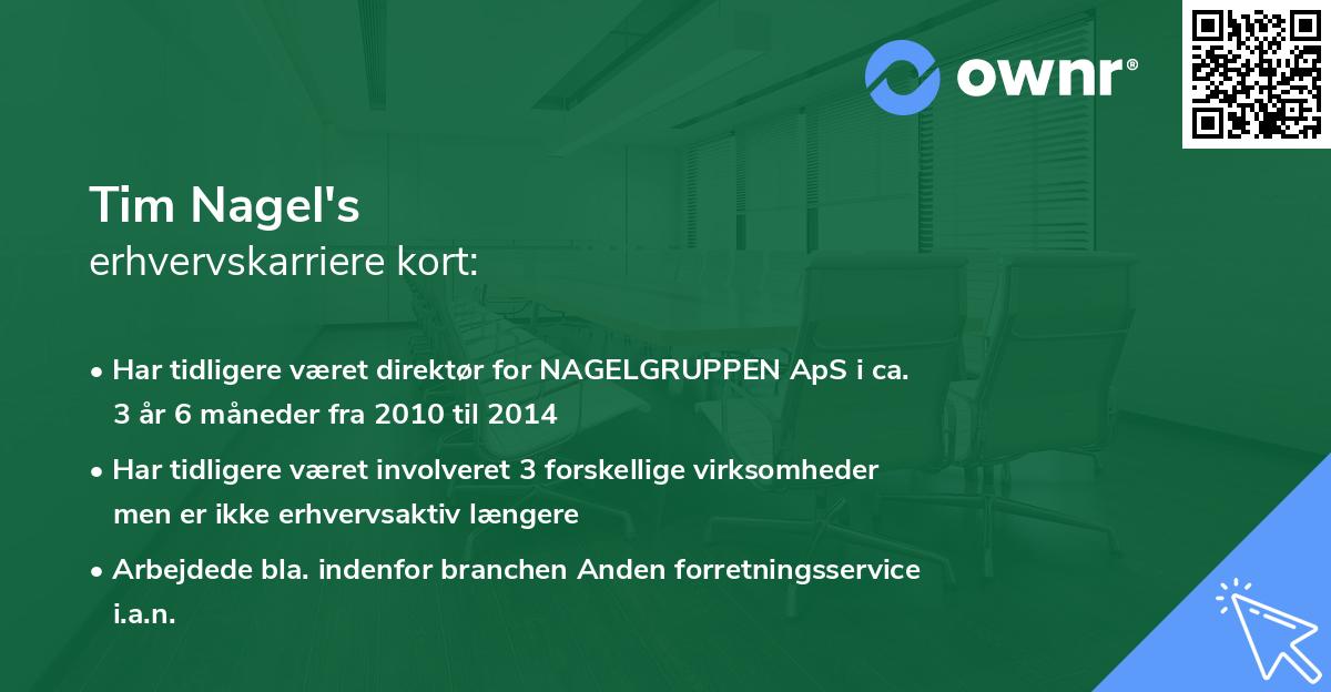 Tim Nagel's erhvervskarriere kort