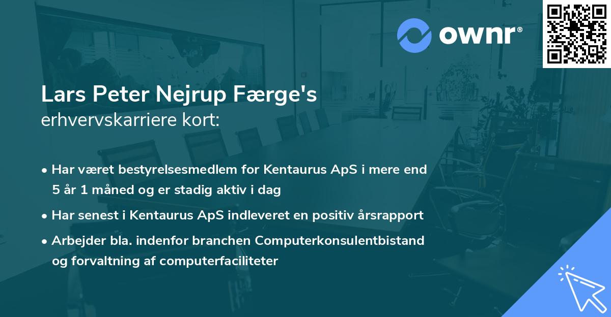 Lars Peter Nejrup Færge's erhvervskarriere kort