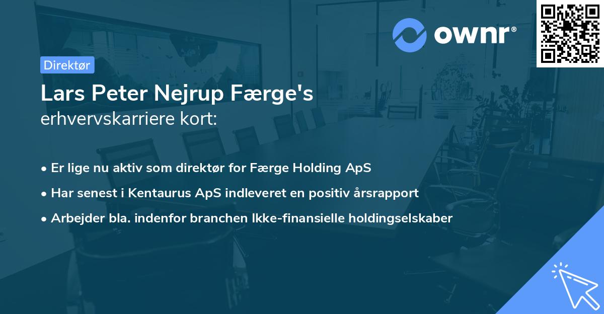 Lars Peter Nejrup Færge's erhvervskarriere kort