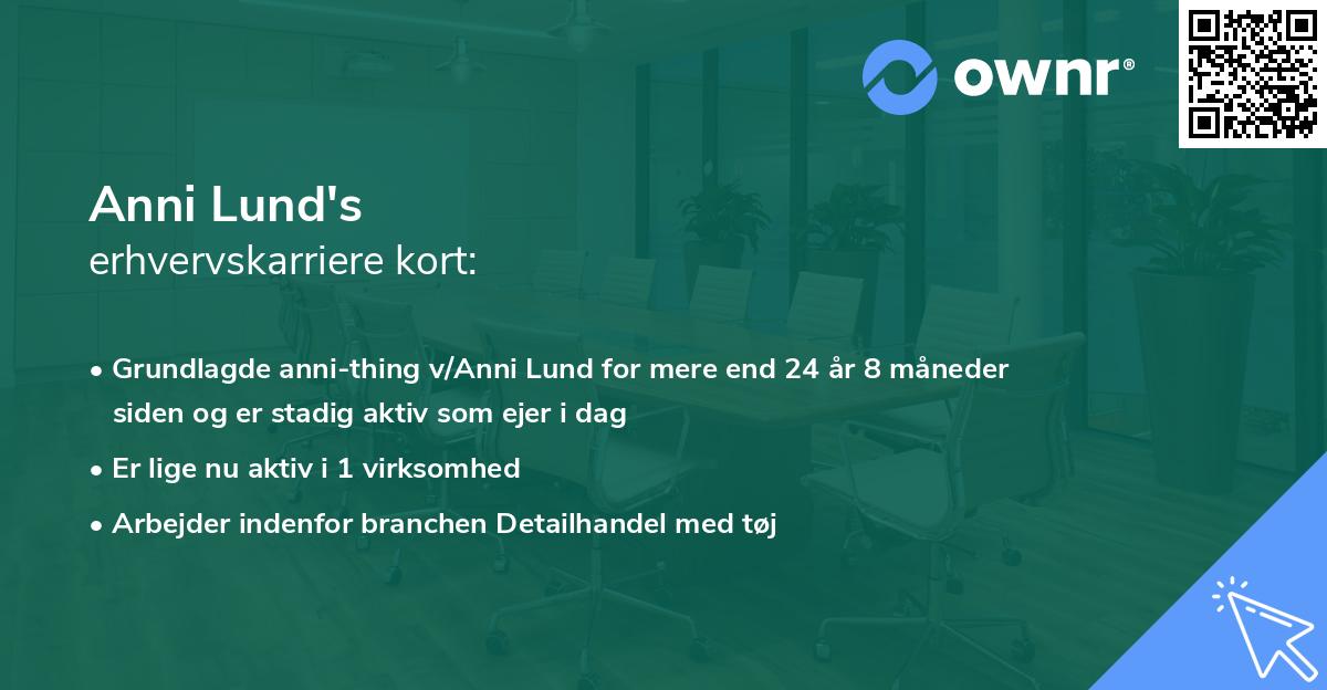 Anni Lund's erhvervskarriere kort