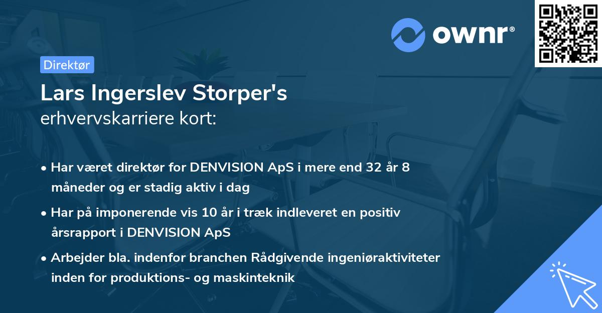 Lars Ingerslev Storper's erhvervskarriere kort