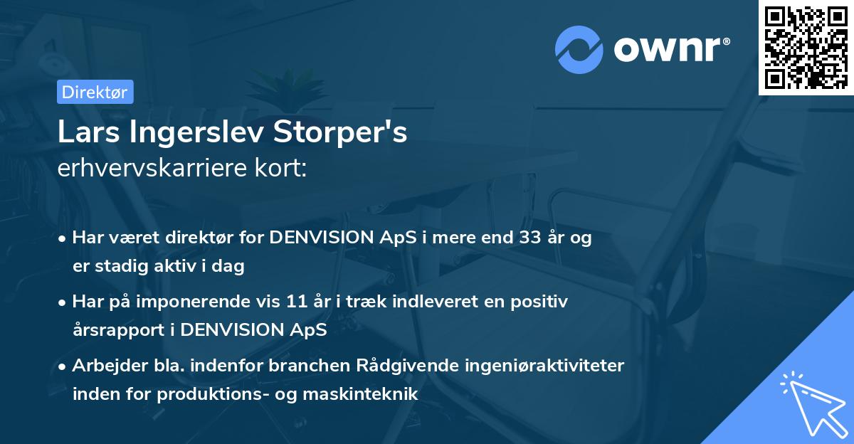 Lars Ingerslev Storper's erhvervskarriere kort
