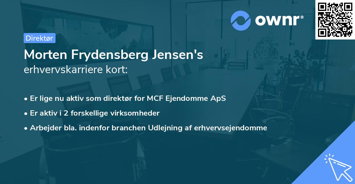 Morten Frydensberg Jensen's erhvervskarriere kort