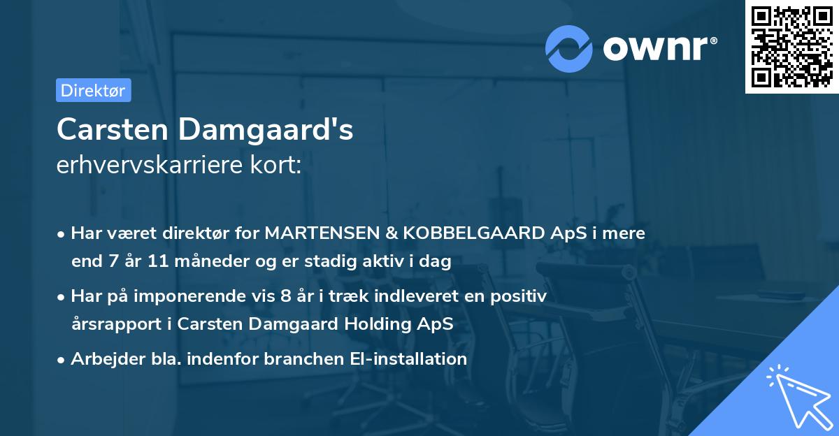 Carsten Damgaard's erhvervskarriere kort