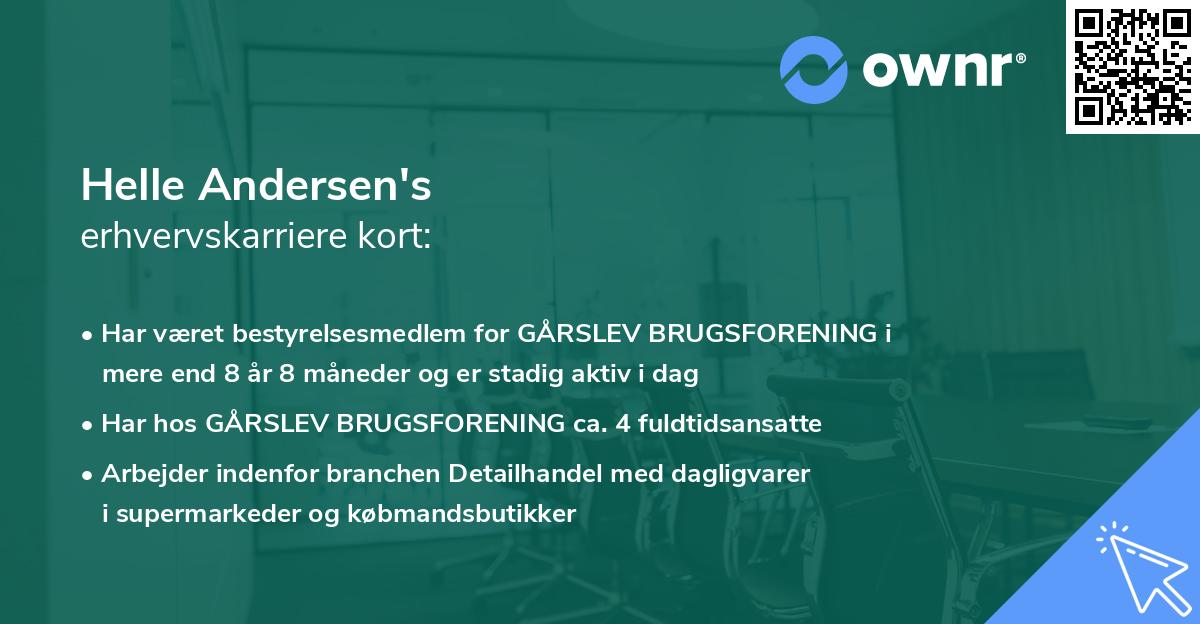 Helle Andersen's erhvervskarriere kort