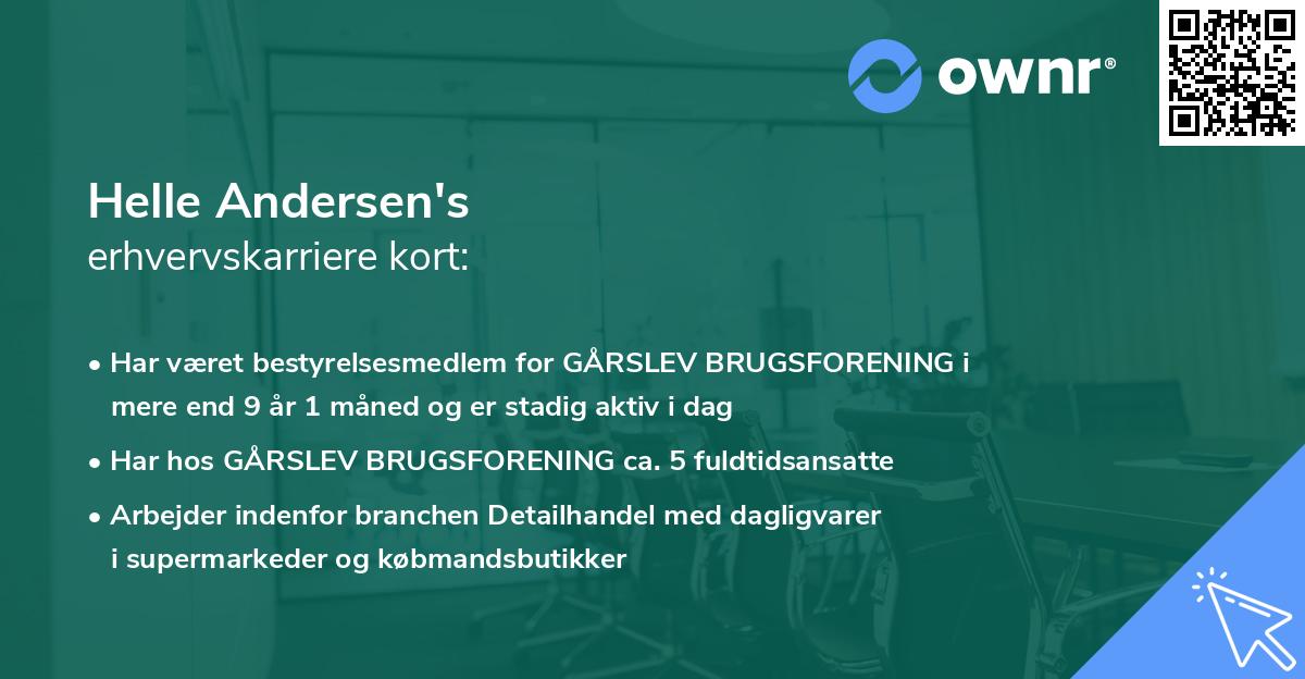 Helle Andersen's erhvervskarriere kort
