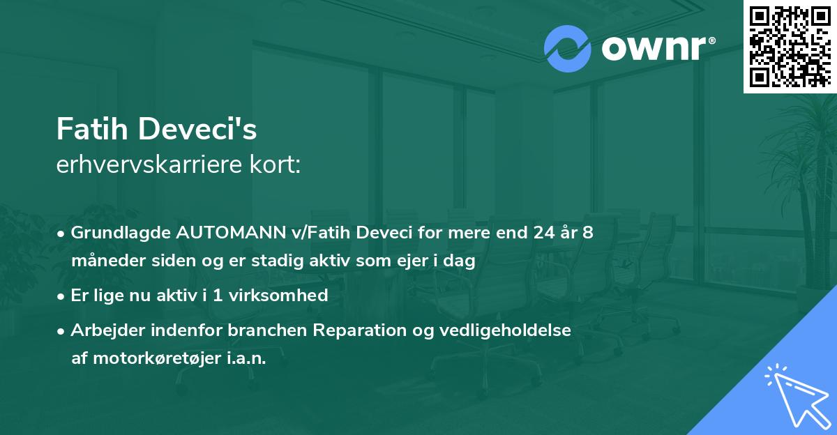 Fatih Deveci's erhvervskarriere kort