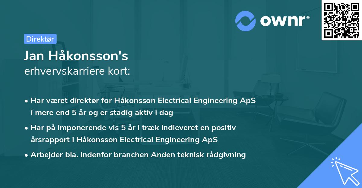 Jan Håkonsson's erhvervskarriere kort