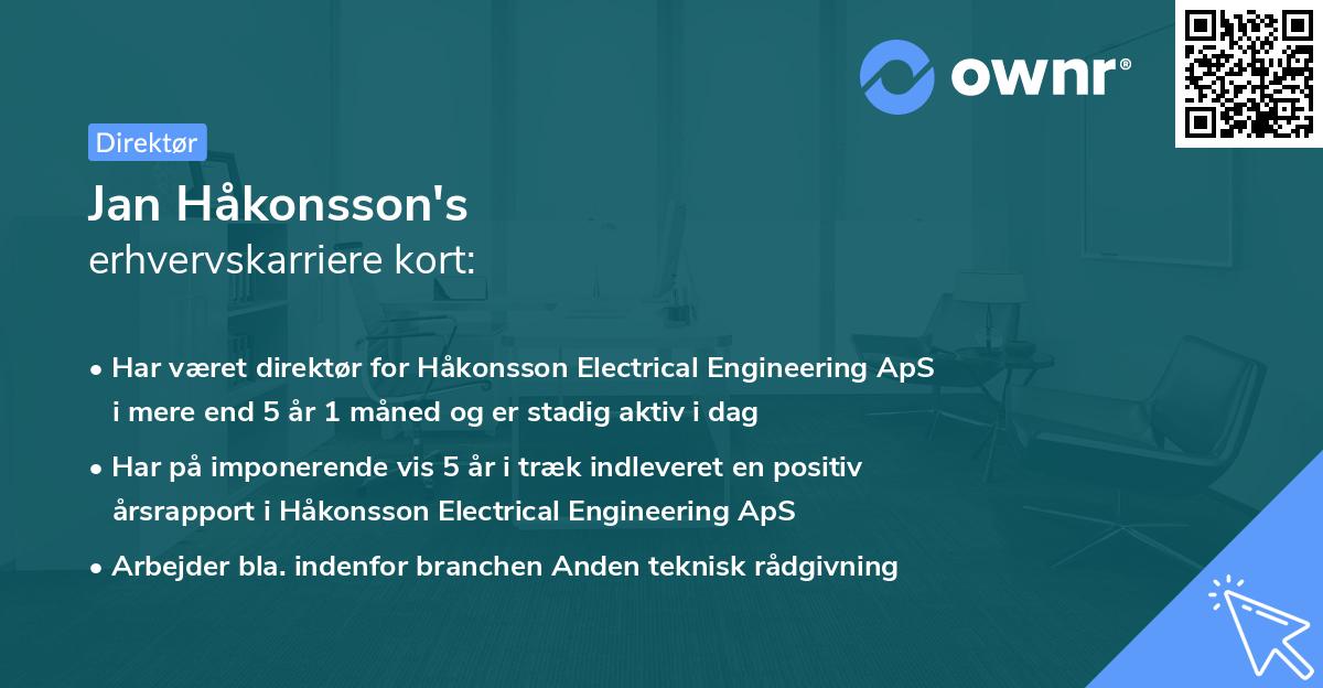 Jan Håkonsson's erhvervskarriere kort