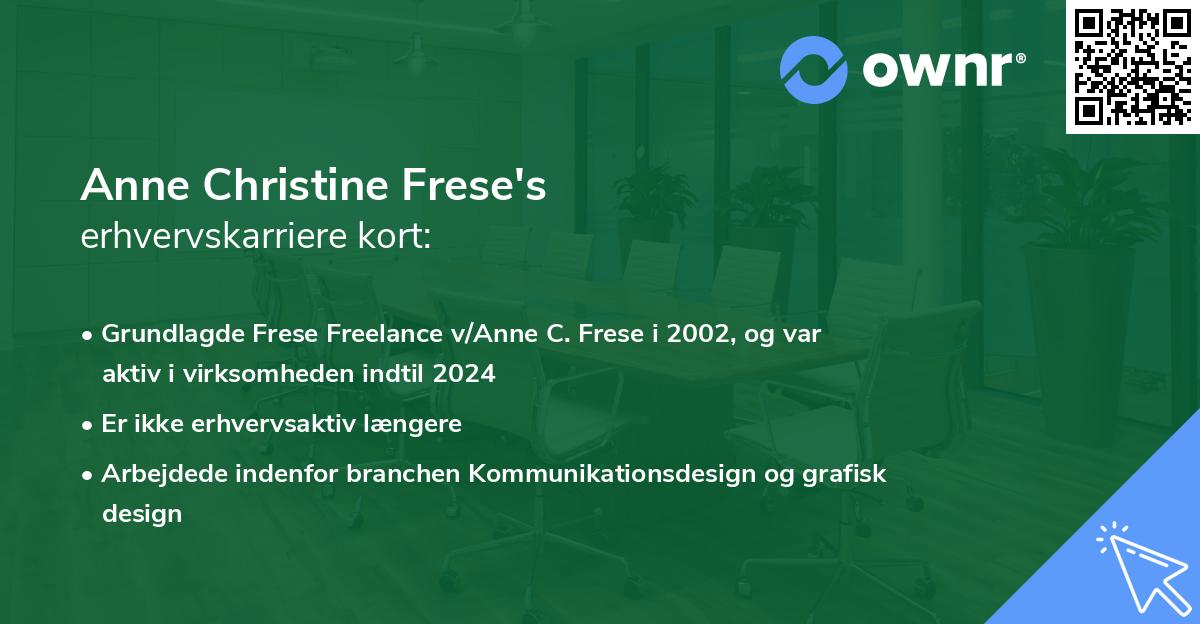 Anne Christine Frese's erhvervskarriere kort