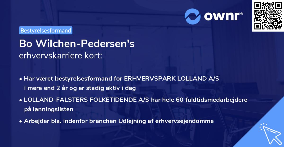 Bo Wilchen-Pedersen's erhvervskarriere kort