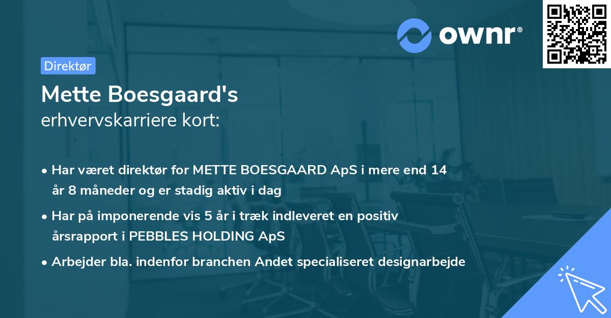 Mette Boesgaard's erhvervskarriere kort