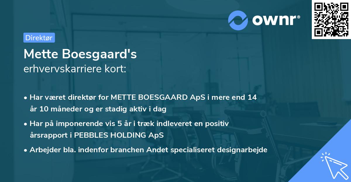 Mette Boesgaard's erhvervskarriere kort