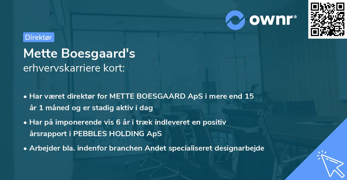 Mette Boesgaard's erhvervskarriere kort