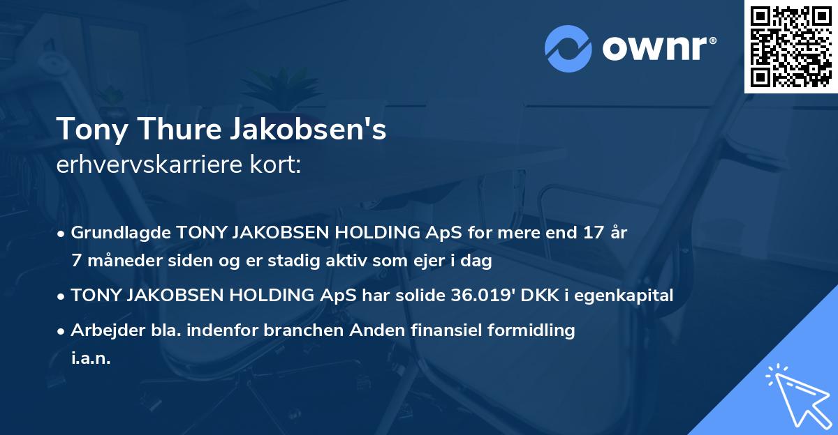 Tony Thure Jakobsen's erhvervskarriere kort