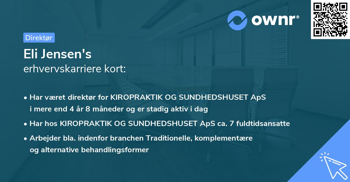 Eli Jensen's erhvervskarriere kort