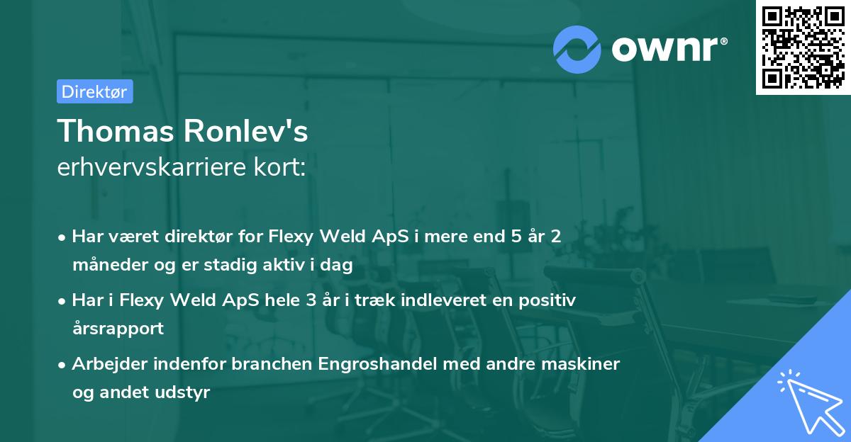 Thomas Ronlev's erhvervskarriere kort