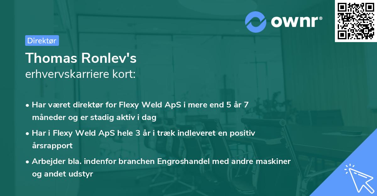 Thomas Ronlev's erhvervskarriere kort