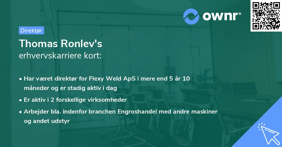 Thomas Ronlev's erhvervskarriere kort